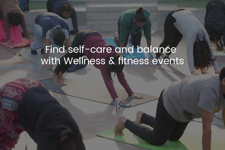 people practicing self care in fitness event